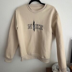 Nike Scream Ghostface‎ Sweatshirt Embroidered Beige Horror Movie Fan Apparel